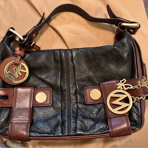 MICHAEL Michael Kors Handbags - MICHAEL Michael Kors Black and Brown Shoulder Bag with Adjustable Strap